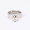 thumbnail image 4 of Dainty Heart Dangle Ring for Girl Couple Moon Charm Gifts Stainless Steel, 4 of 9