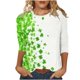 thumbnail image 2 of Xuyuer St. Patrick's Day Printed T-Shirt - Ladies' Loose Round Neck 3/4 Sleeve Top for Irish Festivals, Casual Green Themed Outfits, Seasonal Celebration Apparel & Fun Saint Patrick's Party Wear, 2 of 5
