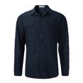 thumbnail image 3 of CVLIFE Hauts pour Hommes Col Rabattu T-shirt Col à Revers T-shirt Coupe Régulière Manches Longues Tee Plage Automne Chemises Bleu Marine 2TG, 3 of 7