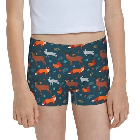 Pofeuu Autumn Forest Animals Cute Print Soft Cotton Girls Boyshort panties Toddler Underwear-Small