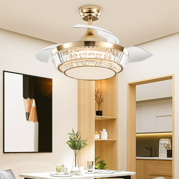 Modern Dimmable Fandelier Crystal, How To Remove A Ceiling Fan And Install Chandelier