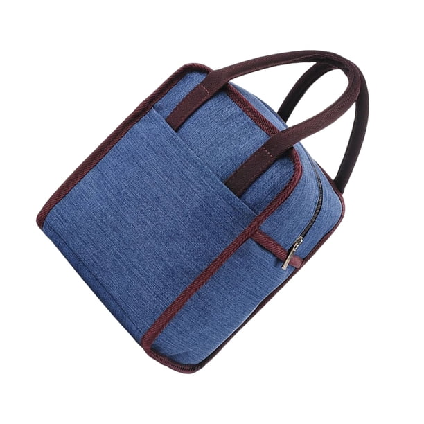 Inteprter Bolsa de almuerzo Caja térmica para alimentos Caja de almuerzo Bento Película de aluminio Bolsa a prueba de fugas Oficina de viaje Almacenamiento y organización del hogar Azul marino