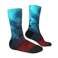 thumbnail image 2 of Zufioo Red And Blue Fire Print Thigh High Socks,Knee High Socks For Women and men,Over the Calf Tube Socks.Athletic Socks, 2 of 6