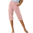 thumbnail image 2 of Juslio Girls Capris Kids Fashion Solid Color Cute Summer Leisure Pocket Cropped（Pink Capris， 5 Years）, 2 of 8