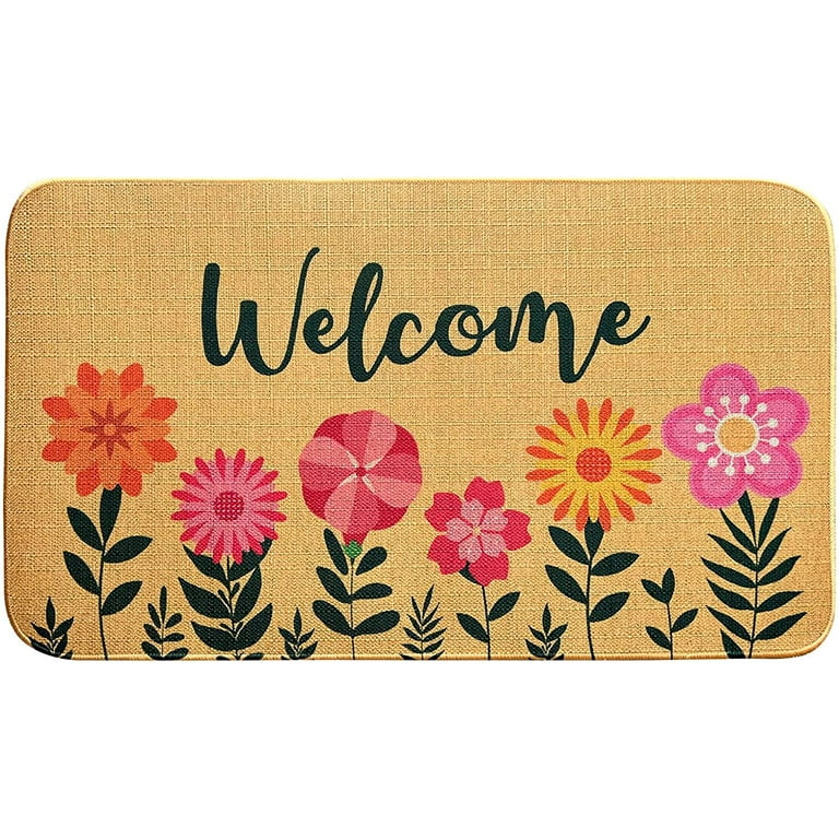 Sanmadrola Front Door Mat Indoor and Outdoor Welcome Mat Rubber Backing  Entrance Mat Easy Clean Patio Mat Heavy Duty Entryway Doormat for Front  Back Doors, Laundry Rooms, Mudrooms 24''x35.4'' Brown 