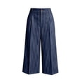 thumbnail image 5 of LEAVINGSUO Striped Cargo Capri Pants for Women With Pockets Women's Business Casual Slacks Office Dress Capris Breathable Lightweight Navy XXL, 5 of 5