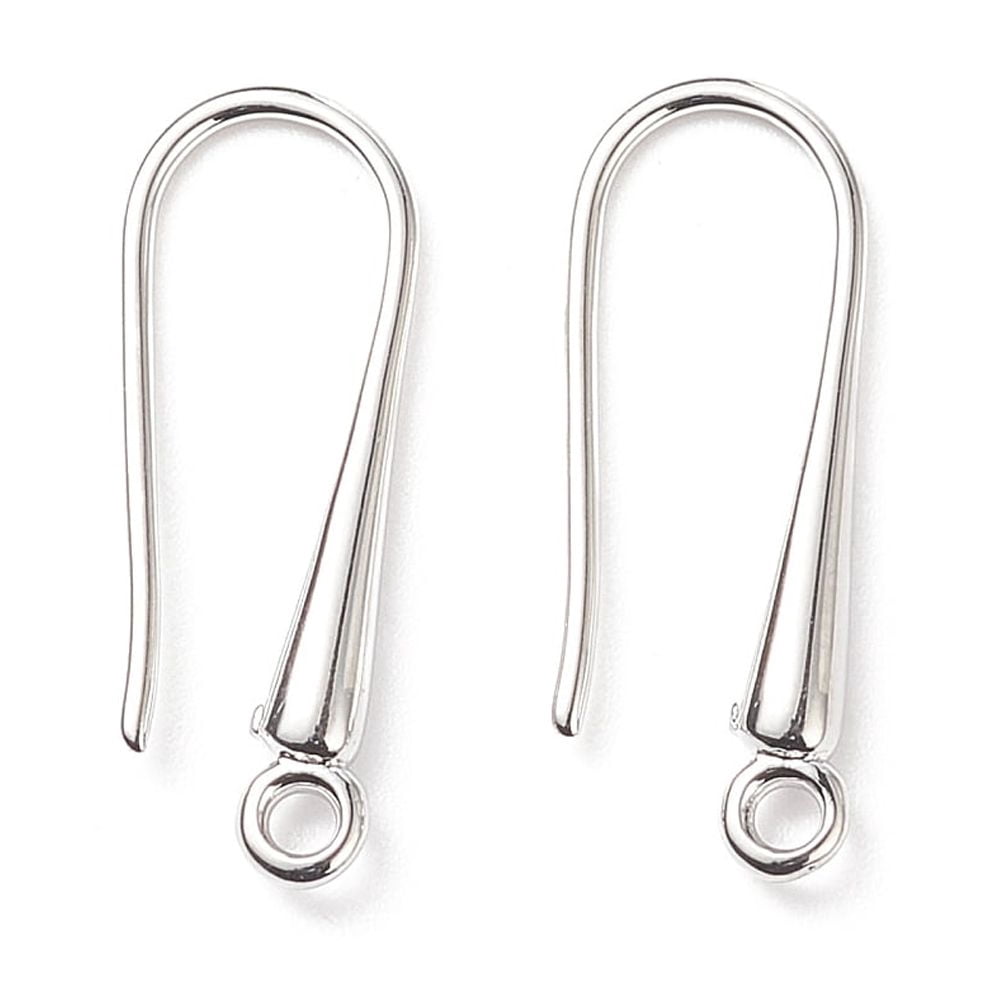 100pc Eco-Friendly Brass Earring Hooks Ear Wire Cadmium Free & Nickel Free & Lead Free Platinum 21x9x2.3~2.8mm Hole: 1.5mm 20 Gauge Pin: 0.8mm