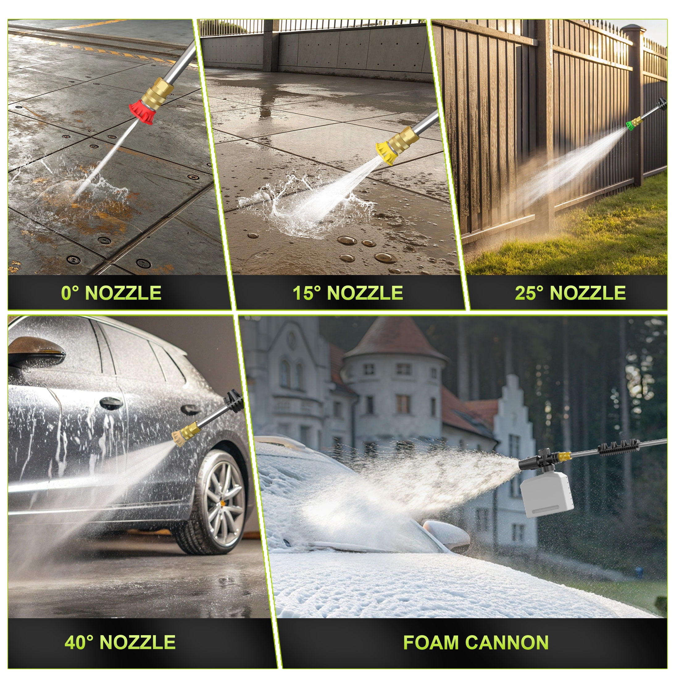 Gisam Electric High Pressure Washer, 4300 PSI 2.5 GPM, with 4 Quick Connect Nozzles, Foam Can,  for Cars/ Fences/ Driveways/ Patios / Home Cleaning
