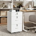 thumbnail image 2 of White wood grain density board, one small drawer and two large drawers, wooden filing cabinet, suitable for Legal&Letter labeled documents, 2 of 7