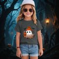 thumbnail image 2 of TOWED22 Toddler Baby Girls Halloween T-Shirt Ghost Pumpkin Cute Print Shirt Kids Cute Funny Spooky Season Short Sleeve Tees Top,Dark Gray,2-3 Y, 2 of 5