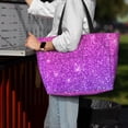 thumbnail image 3 of Ratiio Purple Glitter Print Large Capacity Beach Travel Bag, Polyester Waterproof Tote Bag with Zipper for Vacation and Daily Use, 3 of 6