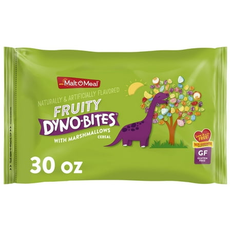 Malt-O-Meal Fruity Dyno Bites with Marshmallows, Gluten-Free Breakfast Cereal, Crunchy 30 (Pack 2)