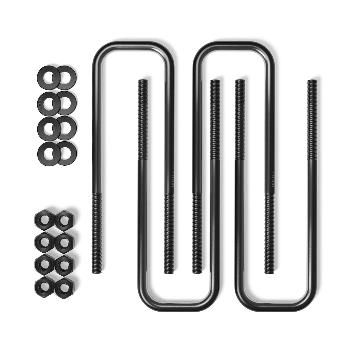 Square Axle Extended Steel U Bolts (9in Length, 2.42in Width) Zinc Plated, Compatible with 1995-2019 Toyota Tacoma, 2000-2016 Tundra, 2005-2019 4Runner, Ubolts Nuts Washers, Black, Pack of 4