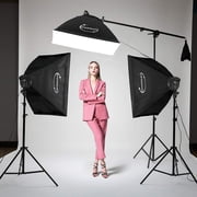 45W Dimmable LED Light with Double Color Temperature Continuous Lighting Studio Kit,3 Packs 20x28 Inches Studio Softbox, for Photo Studio Portrait, Video Shooting
