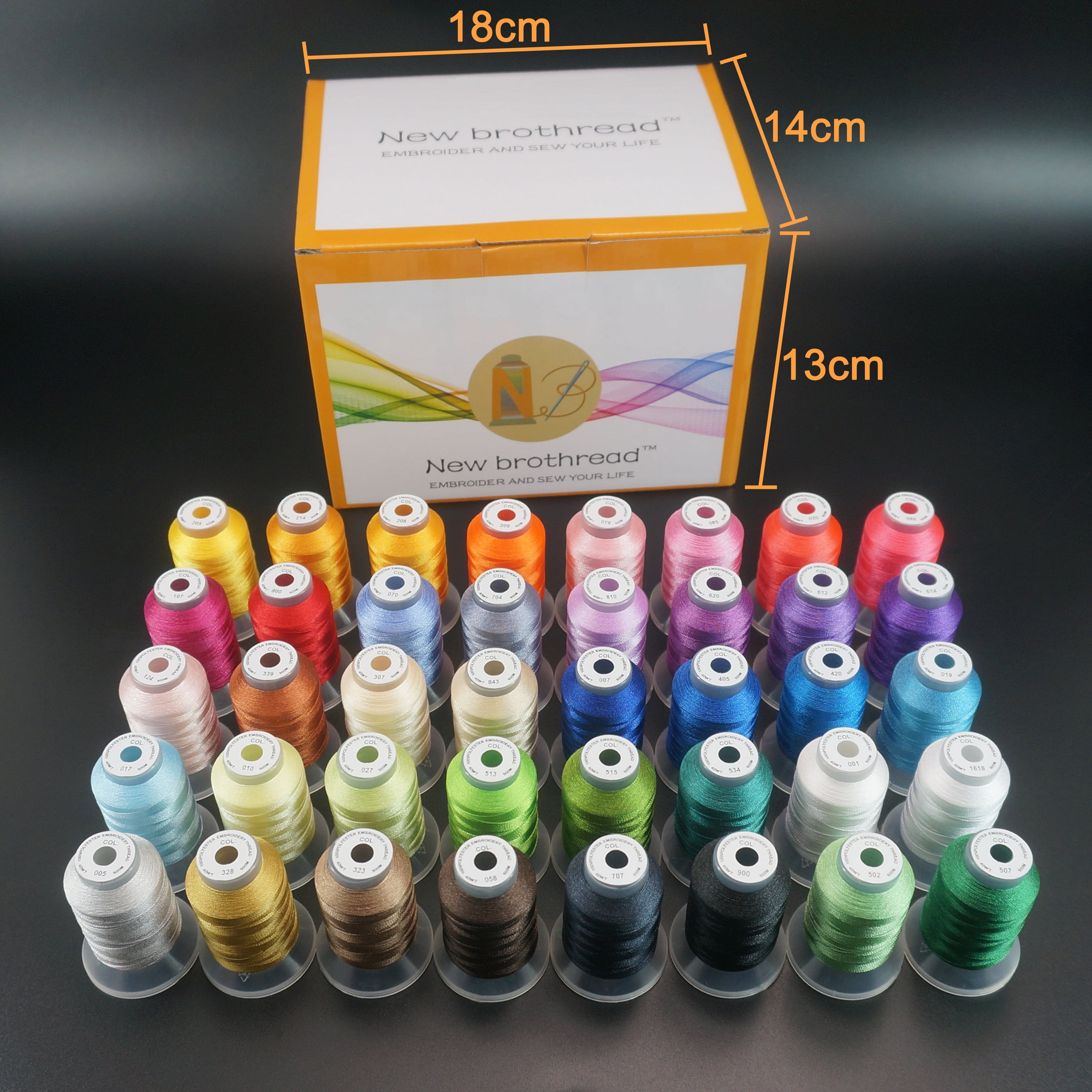 New brothread 63 Colours Polyester Machine Embroidery Thread Kit 500M  (550Y) each Spool