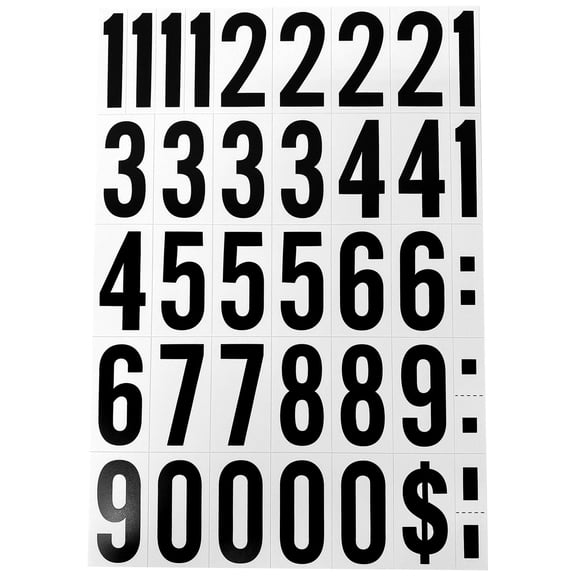 2" black and white numbers set, 4 Pack
