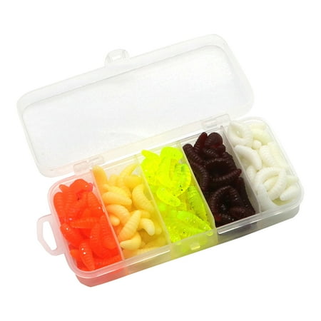 Jkung 151/161/201Pcs/Box Soft Worm Fishing Lure Realistic Bionic Artificial Colorful Mealworm Earthworm Corn Bait Freshwater Saltwater Fishing Accessories