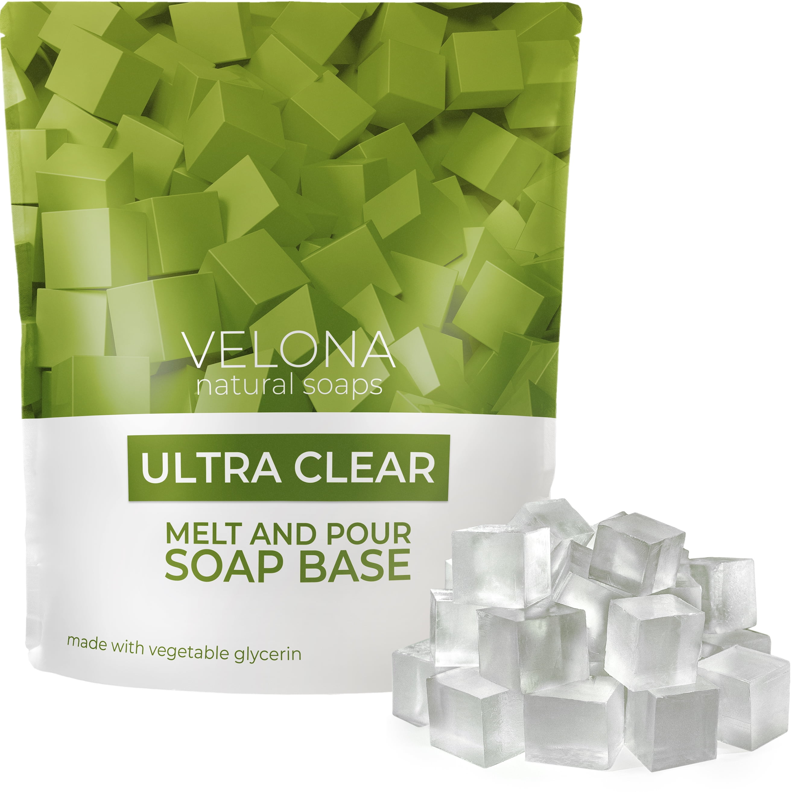 2 LB Ultra Clear Glycerin Soap Base by Velona PreCut Cubes SLS