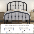 thumbnail image 3 of Topeakmart Metal Bed Frame with Arched Headboard and Footboard, Black, Twin, 3 of 8