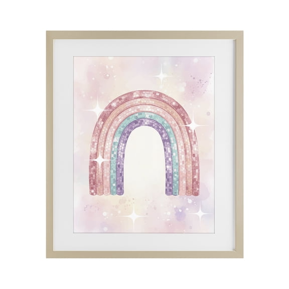 Stupell Industries Eclectic Pastel Disco Rainbow Sparkles Birch Framed Print Under Glass, 13 x 16, by Lil' Rue
