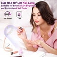 thumbnail image 4 of USB UV LED Nail Lamp – 16W Mini Nail Lamp Dryer for Gel Nails, 8 UV/LED Beads, Flexible Gooseneck Cord, 60s Curing Time, Portable Gel Nail Polish UV LED Nail Light for Travel and Home Pink, 4 of 7
