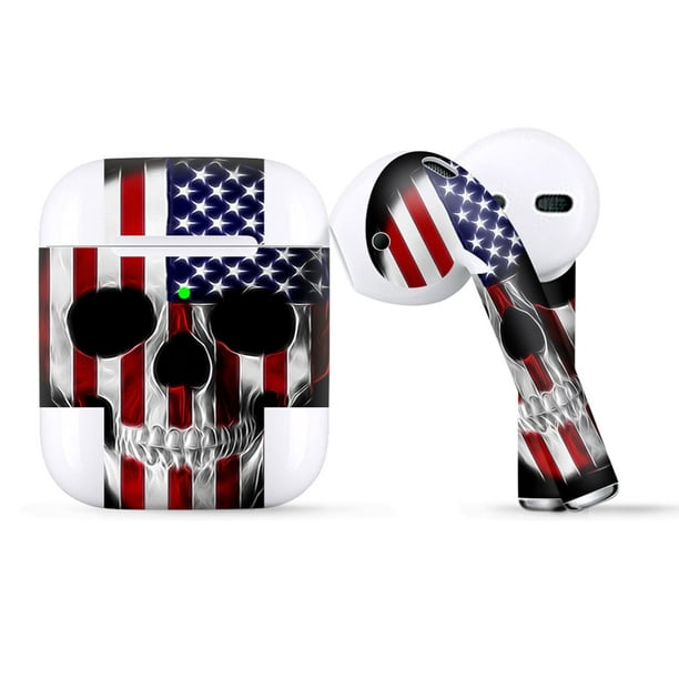 Download Protective Skin Wrap for Apple AirPods, Vinyl Sticker Cover Decal, American Skull Flag in Skull ...