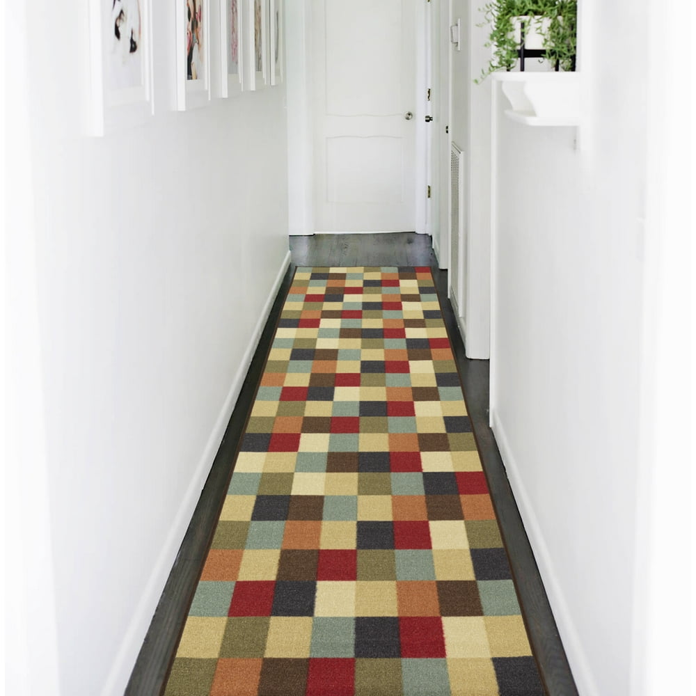 Ottomanson Ottohome Checkered Runner Rug, Multicolor, 1'10"X7