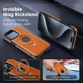 thumbnail image 3 of Dteck Case for iPhone 13 Pro Max ,Shockproof Leather Magnetic Mag Safe Case Hybrid Rubber Built-in invisible Mag Kickstand Cover, Brown, 3 of 6