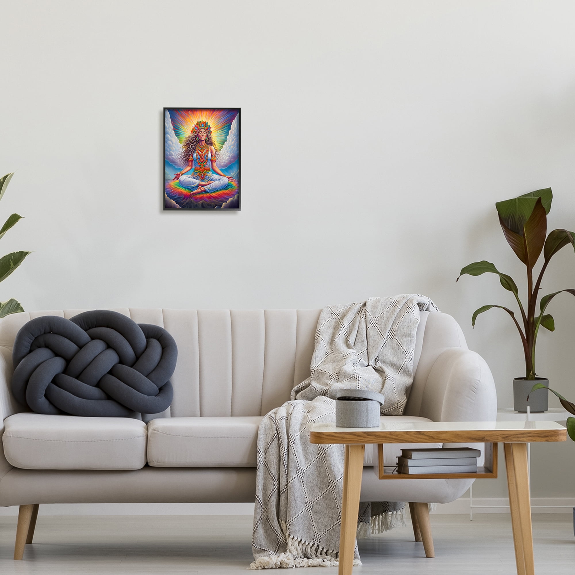 Stupell Industries Meditation Among Clouds Fairy Tales & Fantasy Painting Black Framed Art Print Wall Art, 11 x 14