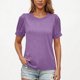 thumbnail image 2 of Camisas de Manga Corta para las Mujeres Casual Color Sólido Cuello Redondo Blusa, Poliéster Ligero Primavera Y Verano Superior, 2 of 6