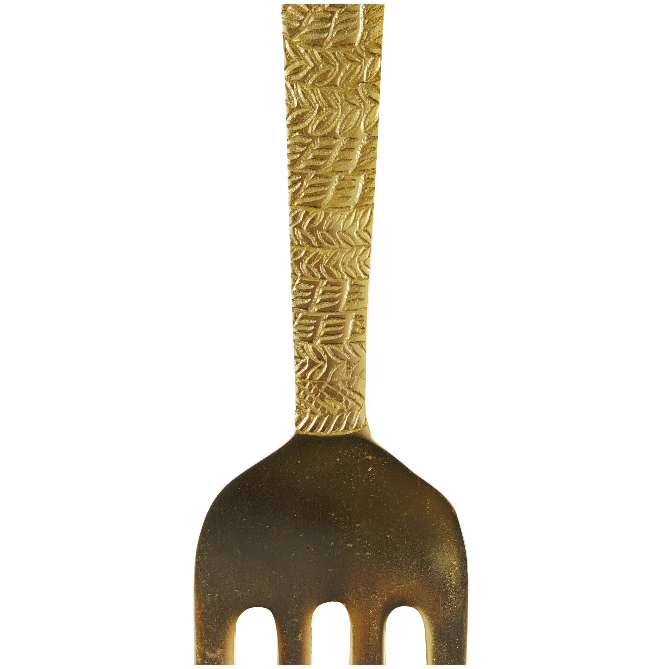 DecMode Gold Aluminum Metal Knife, Spoon and Fork Utensils Wall Decor (3 Count)