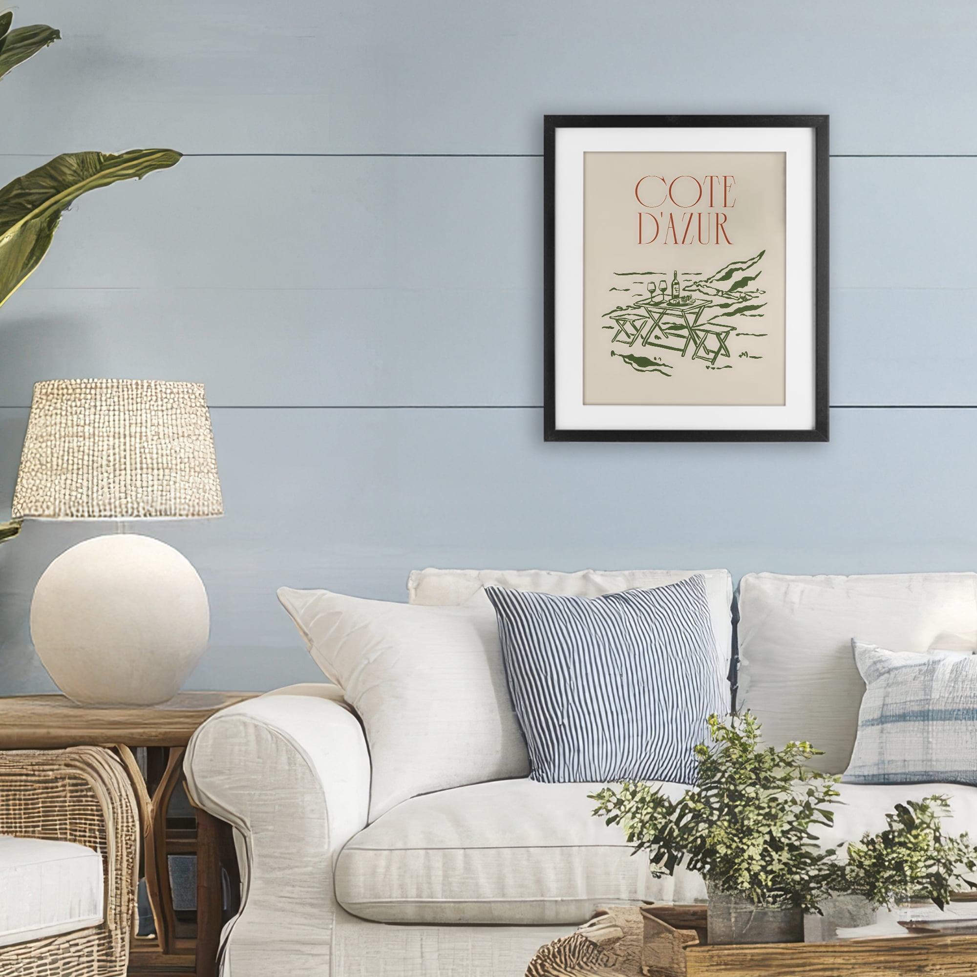 Stupell Industries Seaside Wine Picnic Black Framed Print Under Glass, design by The Prints Vibe