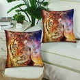 thumbnail image 2 of YUSDECOR Colorful Animal Tiger Pillowcase Pillow Protector Cushion Cover 18x18 inch,Set of 2, 2 of 2