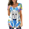 thumbnail image 1 of Fvwitlyh Femmes T-Shirts Ample Ajustement Chemise pour les Femmes Convenable Pâques Chemises d'Impression Col Rond Manches Courtes Tee Tops Tunique Chemisier Bleu, M, 1 of 4