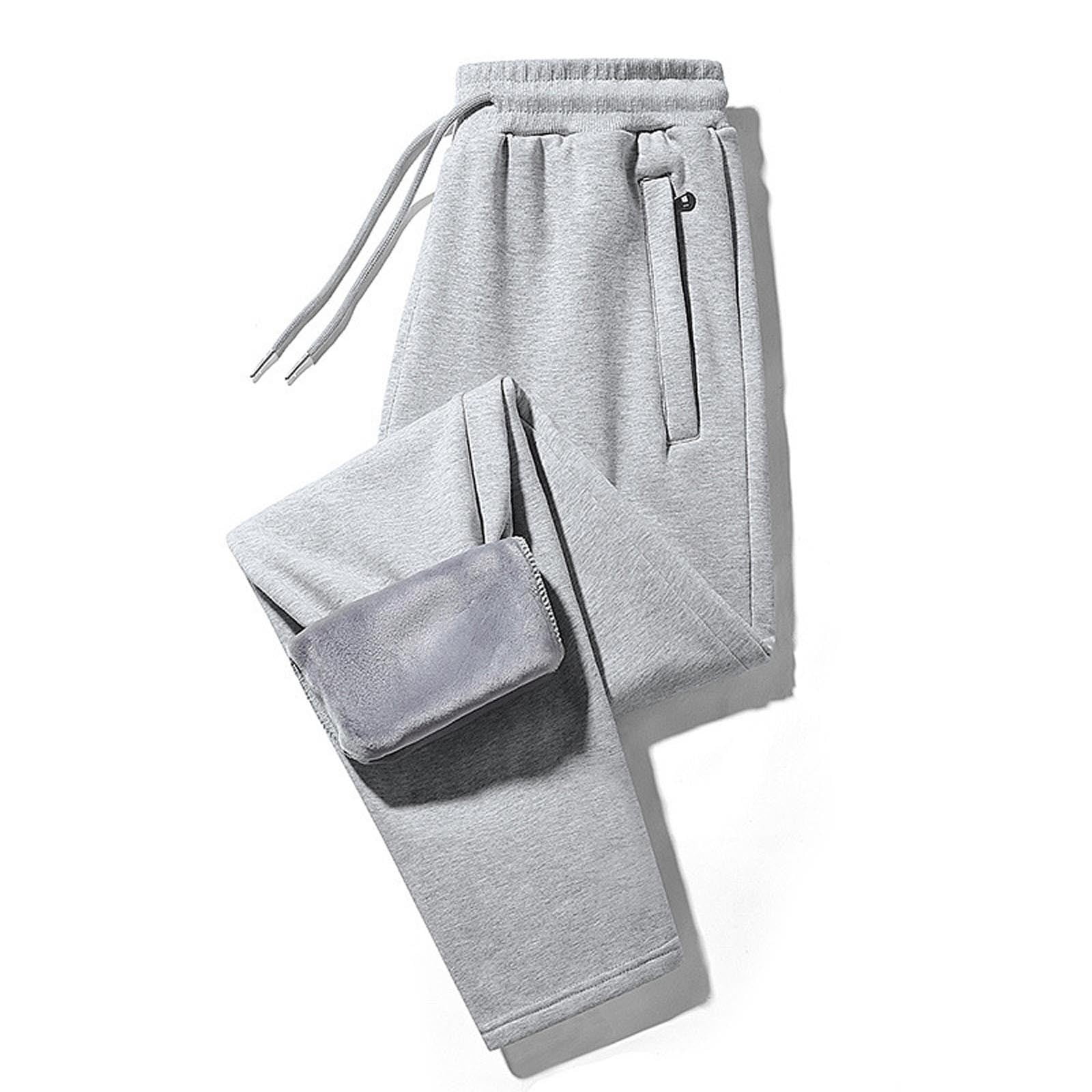 Purcolt Mens Fleece Lined Jogger Sweatpants Casual Drawstring Elastic Waist Tapered Cuffed Trousers Comfort Loose Fit Sweat Pants with Side Pockets