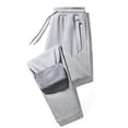 thumbnail image 5 of Mens Wide Leg Sweatpants Fleece Drawstring Elastic Waist Joggers with Zip Pockets Warm Winter Solid Color Workout Casual Lounge Pants, 5 of 6