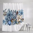 thumbnail image 3 of Shower Curtains for Bathroom, Blue Christmas Poinsettia Waterproof Fabric Shower Curtain, Xmas Botanical Balls Snowflake Decorative Bathroom Curtain for Bathtub, 36"x72", No Hooks Included, 3 of 9