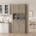 thumbnail image 3 of Tall Kitchen Pantry Cabinet, 70" Storage Cabinet with Countertop Shelf and Drawer, Freestanding Fluted Kitchen Hutch Cupboard for Dining Room, Living Room，Grey, 3 of 8