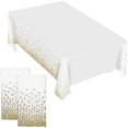 thumbnail image 1 of 4pcs Manteles Desechables De Color Blanco y Dorado para Mesa Rectangular, Manteles De Plástico, Mantel Rectangular Impermeable De 54 x 108 Pulgadas para Baby Shower, Fiesta, Cumpleaños, Boda, 1 of 4
