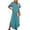 Blue, variant on SAWOBUUN Womens Casual Maxi Dress V Neck Short Sleeve Loose Fit Summer Beach Vacation Long Dress with Pockets