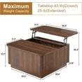 thumbnail image 3 of Fluted Lift Top Coffee Table with LED Lights, 35" Square Farmhouse Coffee Table with Large Hidden Compartment & Rising Top, Modern Wood Multi-Function Center Tables for Living Room, Walnut, 3 of 8