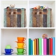 thumbnail image 6 of Coolnut Large Foldable Storage Bin Vintage Retro Wooden Fabric Storage Baskets Collapsible Decorative Baskets Organizing Basket Bin with PU Handles for Shelves Home Closet-1Pack Decor Gifts, 6 of 7