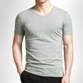 thumbnail image 2 of Mens Short Sleeve Stretch Muscle T-Shirt V-Neck Casual Fitted Simple Solid Color Sports Pullover Top, 2 of 20