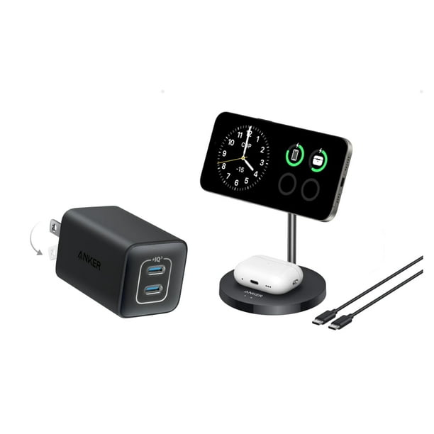 Cargador Anker USB C de 47 W con estación de carga MagGo 2 en 1