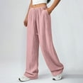 thumbnail image 6 of WHLBF UTTOASFAY Pants for Women Elastic Waist Straight Leg Pants Pull-On Solid Color with Trousers with Pockets Casual Ankle Pants Pink XXXXXL, 6 of 9