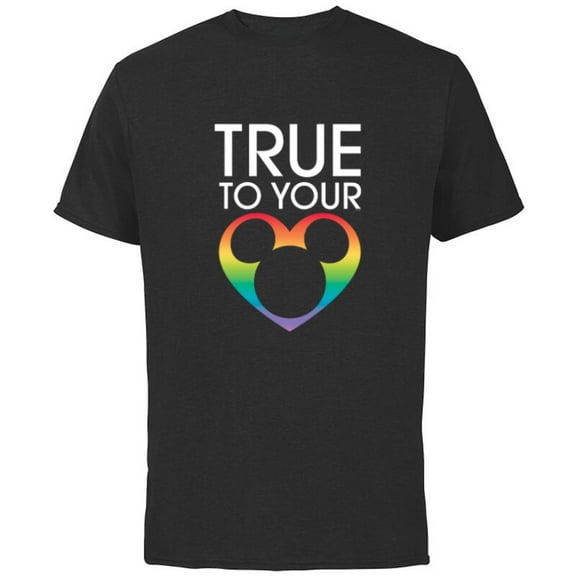 Disney Mickey Icon True to Your Heart Pride - Short Sleeve Cotton T-Shirt for Adults - Customized-Black