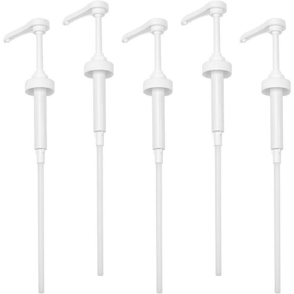 5 Pcs Plastic Dispensing Pumps White Pump Bottle Dispenser Gallon Pump Dispenser Leak Proof Dispensing Pumps Syrup Pumps Pump for Jam Coffee and Syrup Bottle