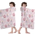 thumbnail image 4 of Princess Castle Cloud Pattern Hooded Bath Towel，60"x35" for Ages 3 To 12 Kids, Quick Dry Lightweight Soft Microfiber Hood Beach Towel Cover Up for Kids, 4 of 7