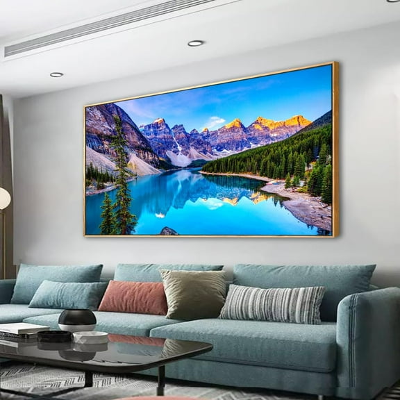 Aaheei Wall Art Lake Mountain Landscape Picture Print Canvas Wall Art Home Decor,2.7cm Thick Frame, Waterproof Artwork for Living Room Bedroom