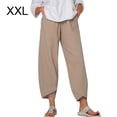 thumbnail image 1 of Mujer Pantalones Bolsillo Noveno Pantalones Pantalones deportivos holgados de pierna ancha, Caqui, XXL seitruly AP002213-05, 1 of 5